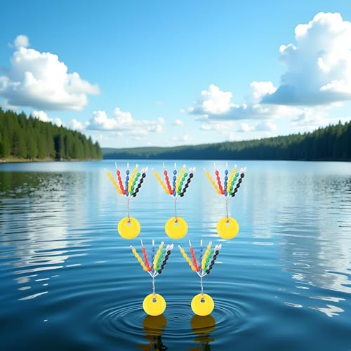 150Pcs/Set Yellow Rubber Fishing Bobber Stoppers,Colorful Fishing Tackle Space Beans Connectors Oval Float Stops Fishing Accessories Hunting and Fishing