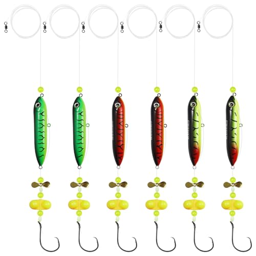 Catfish Float Rig Demon Dragon Style Rattling Line Float Propeller and Circle Hooks 6/0 8/0 for Santee Cooper Rig Catfishing Tackle - color: 6/0 Hook Catfish Rig - 6 PCS