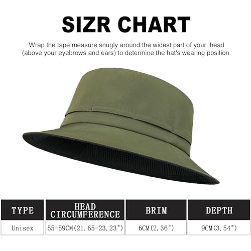 FEINION Men Women Breathable Sun Cap Portable Outdoor Bucket Hat - color: Army Green
