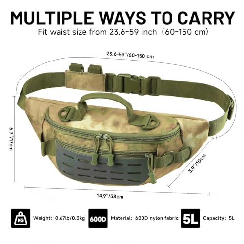 Outdoor Fanny Pack, Large Capacity Hiking Waist Packs with Adjustable Belt & Reflective Strip,good for Travel,Finshing,Running, Cycling(Urban Rubble Camo) - color: Urban Rubble Camo