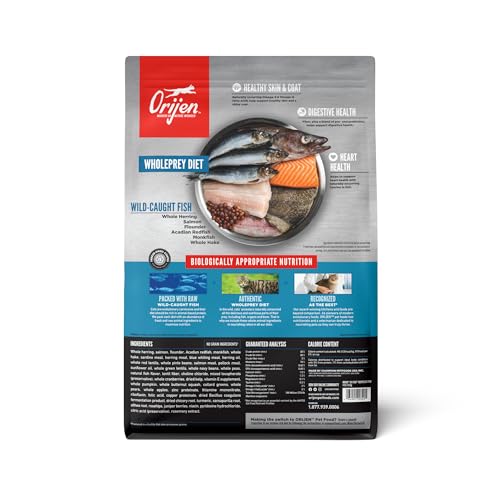 ORIJEN Grain Free High Protein Premium Dry Cat Food Six Fish Recipe 4lb Bag - size: 4 Pound (Pack of 1)