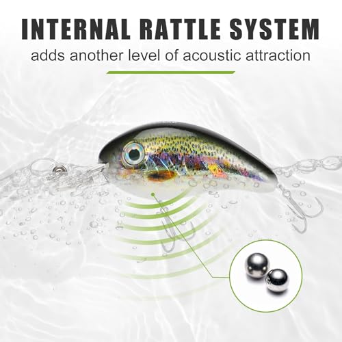 TRUSCEND Shallow or Deep Diving Crankbait with BKK Hooks, Wobble Fishing Lures for Bass Trout Crappie Walleye, Sinking Lipless Vibe Crank Bait for Bass Pike, Amazing Swimbait for Family Fishing - color: A1-2",0.37oz