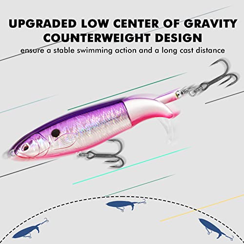 TRUSCEND Popobait Easy Catch Fishing Lures with BKK Hooks, Instant Startup, Longer Cast, Balanced Spray/Sound/Swim, Plopper Topwater Lures for Bass, Trout, Pike, Walleye, Freshwater Saltwater Fishing - color: D1-4.3",0.56oz