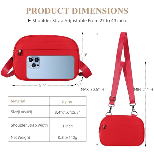 MAXTOP Small Crossbody Bags for Women Belt Bag Fanny Pack with Adjustable Strap - color: Red, style: Small Crossbody Bag