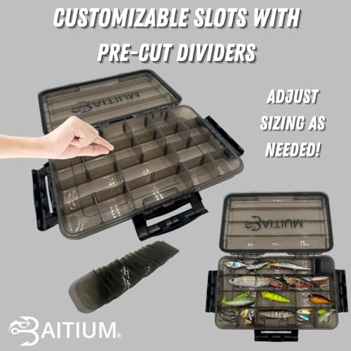 Baitium XTRAseal Waterproof Fishing Tackle Box Organizer, Tackle Boxes With Dividers, Tacklebox for Fishing, 3600 3700 Tackle Tray, Fishing Gear - size: 2-Pack 3700 (14" x 8.9" x 2.1")