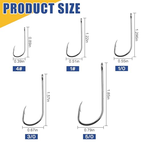 150pcs Fishing J Hooks Baitholder Fishing Hooks Long Shank Bait Holder Hook with 2 Shank Offset High Carbon Steel Bait Keep for Saltwater Freshwater