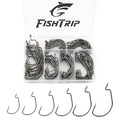 FishTrip 50/100/120pcs EWG Hooks for Bass Fishing Hooks, Extra Wide Gap Offset Worm Hook Texas Rig Fish Hooks for Bass Trout Freshwater Saltwater #4 #2 #1 1/0 2/0 3/0 4/0 5/0 - size: Mixed Set_120pcs