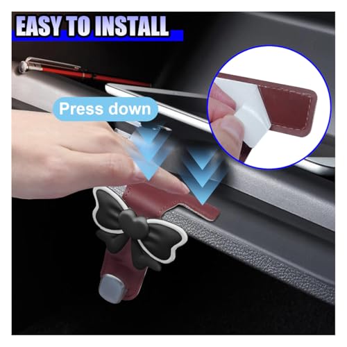 YoRise Car Co-Pilot Glovebox Hooks, Anti-Scratch Leather Car Storage Hanger for Handbag Purse Umbrella, Universal Self-Adhesive Vehicle Interior Organizer Accessories for SUV Truck (Red) - color: Red