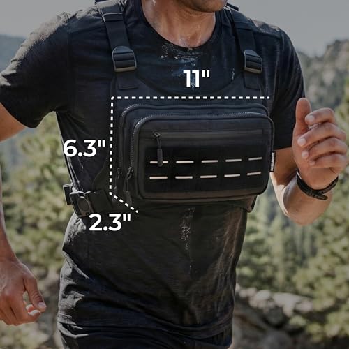 CCW Chest Pack for Men & Women, Adjustable Chest Pack for Running, Hiking, Cycling & Travel, Front Storage Bag with Secure Zip Pockets for Workouts, Walking, Travel & Everyday Carry Daily