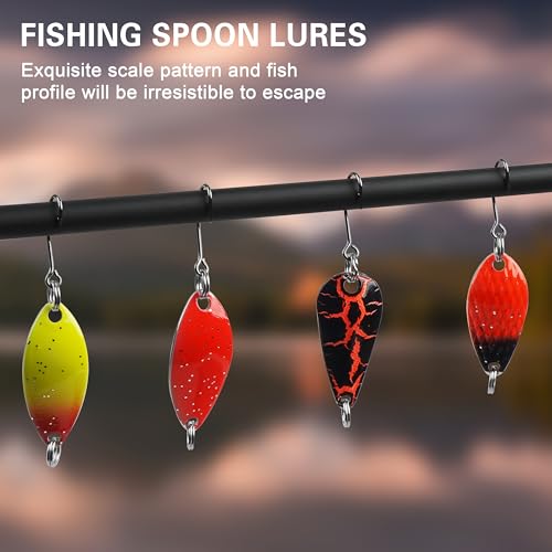 Trout Spoons Fishing Spoons Lures Kit,12pcs Trout Lures Single Hook Hard Metal Baits Mini Fishing Jigs Casting Trolling Spoon Lure for Crappie Char Perch Sunfish Trout - color: Type B