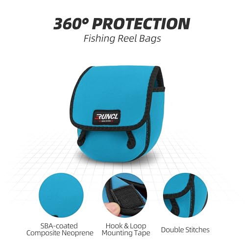 RUNCL Spinning Reel Bag – Protective Storage Pouch for Baitcasting Reels & Spinning Reels, Lightweight & Durable, Ideal for Freshwater & Saltwater Fishing Trips (Sky Blue& Black) - color: S-Sky Blue& Black