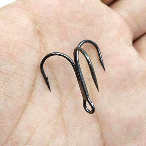 Fishing Treble Hooks Assortment, Sharp Brabed Triple Fishing Hooks Set High Carbon Steel Round Bend for Trout Catfish Lures Freshwater Saltwater, Assorted Size 4 6 8 10 12 - style: 150pcs Black Treble Hooks Set