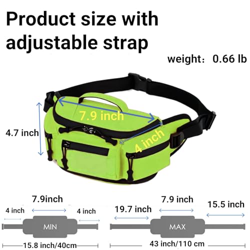 Large Fanny Pack for Men Women with Reflective Stripe, Concealed Casual Waist Bag with Adjustable Belt for Cycling Hiking Fishing Camping Travel (Green) - color: Green