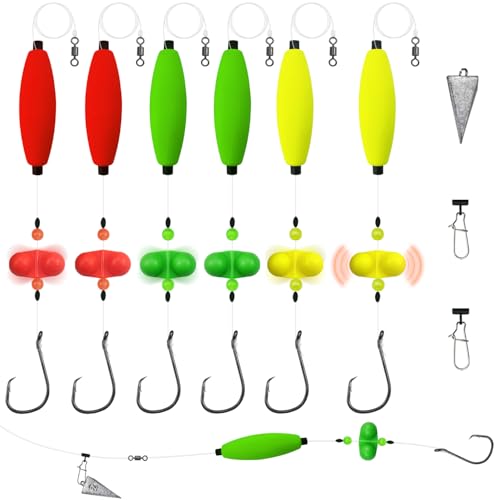 Narcissus Catfish Rigs Set – 6 Pre-Tied Rigs with 2 Sinker Sliders, Float Rigs Tackle, Santee Rig, Circle Hooks 6/0 – Complete & Ready-to-Use Kit - color: Hook Size 5/0-Weight 2 oz