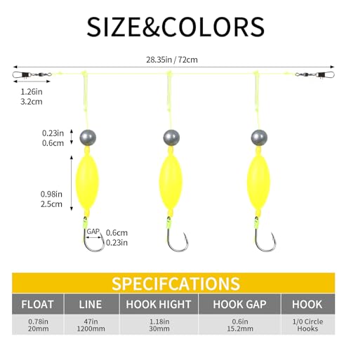 Double Hook Rig Surf Fishing: 9PCS Pompano Float Rigs with 3 Circle Hook Saltwater Gear Tackle for Surf Fishing - color: Green 2