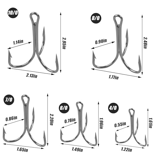 15/30pcs Classic Treble Fishing Hooks Large Size Silver Triple Barbed Fish Hook Strong Sharp Saltwater Fishing Hooks Size 4/0 6/0 7/0 8/0 9/0 10/0 - size: 8/0 - 30pcs