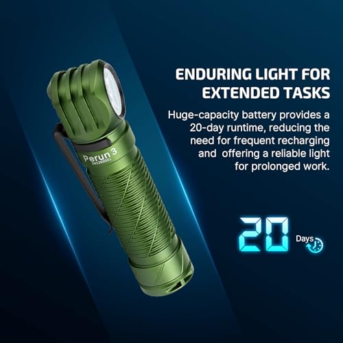 OLIGHT Perun 3 Rechargeable Headlamp Flashlight, 3000 Lumens LED Headlight with Red Light, Waterproof Head Lamp with Headband for Outdoor Camping, Hiking, Working (OD Green) - color: OD Green
