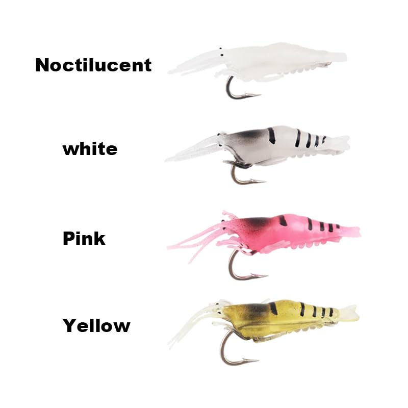 WOLFSKIN Fishing Lures Kit, Fishing Baits Set, Included Crankbaits, Curly Tail Jigs, Spoons, Hooks, Weights, Fishing Accessories with Tackle Box, for Carp, Bass, Freshwater Saltwate - color: 16p Shrimps kit