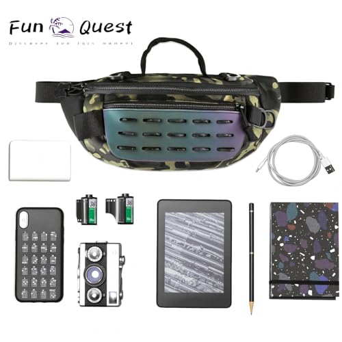 Outdoor Fanny Pack, Large Capacity Hiking Waist Packs with Adjustable Belt & Reflective Strip,good for Travel,Finshing,Running, Cycling (Dark Camo) - color: Dark Camo