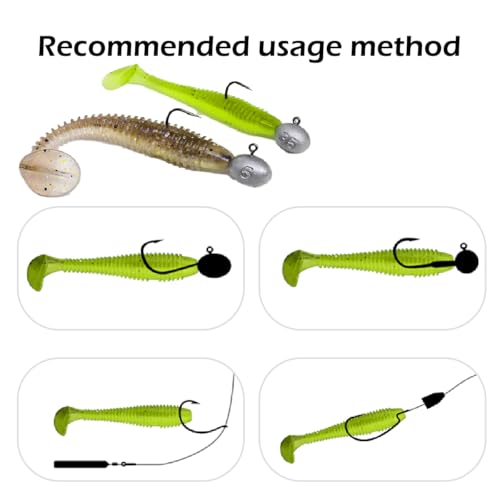 10 Pcs Paddle Tail Swimbaits Lures, 2 and 3 Inch Soft Plastic Fishing Lures Kit, Bass Fishing Lure Swim Baits with 6 Color, for Fishing Trout, Crappie, Bass, Redfish, Freshwater, Saltwater - color: Light Green, size: 3 inch