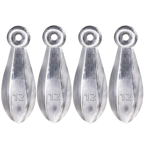 Sougayilang Fishing Weights Sinkers Bank Sinkers Bullet Weights for Surf Fishing Pier Bank Fishing Saltwater Fishing Gear 1oz to 12oz - size: 12oz 4pcs