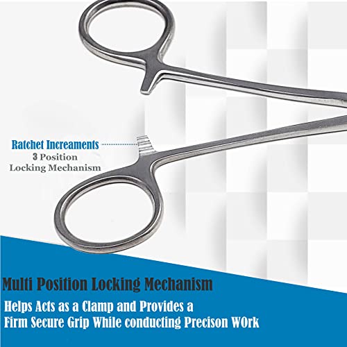 A2ZSCILAB Mosquito Hemostat Locking Forceps 5inch Straight with Full Serrated Jaws Ideal for Clamping Fishing Firefighters Nurses Doctors More Silver - color: Silver
