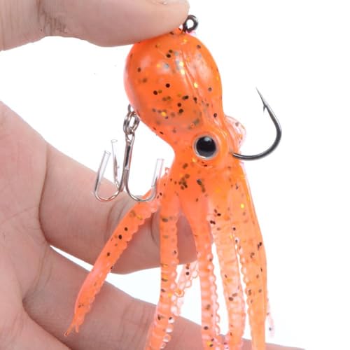 Artificial Octopus Swimbait, Skirt Tail Lure | 3.54/7.87/9.45in, jig head sinking trolling bait. Lingcod, bass, rockfish, saltwater. - color: Purple 3.54inch/0.81oz