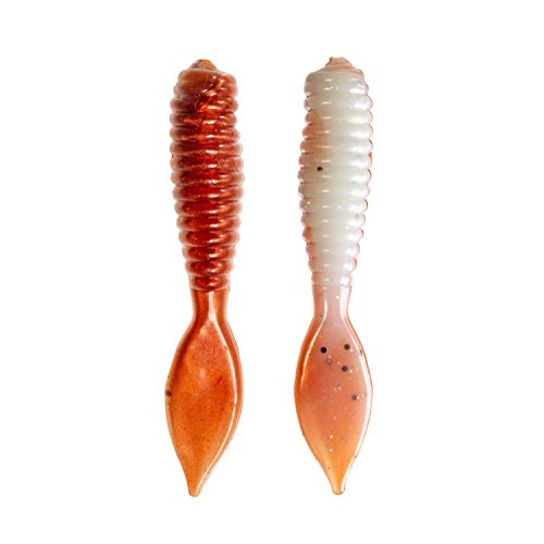 Charlie's Worms Artificial Fishing Bait Spade Tail Grub, Freshwater Saltwater Bass Fishing Lures Scented Soft Baits 12pk - color: New Penny