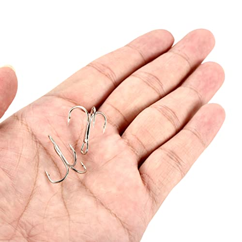 PATIKIL Treble Fish Hooks, Carbon Steel Sharp Round Bend Hook Triple Barbed Hook for Freshwater Saltwater - color: White, size: 23mm/0.91"