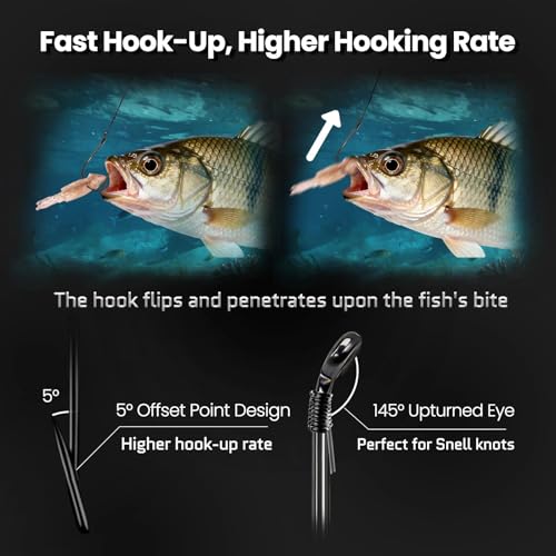 FishTrip 50/100/120/210 Pack Octopus Fishing Hooks - Offset Beak Circle Hooks for Fish Hooks Saltwater & Freshwater, Live Bait Fish Hook for Rigs Catfish, Bass Tuna, Walleye, Trout - color: Black, size: 9#_100pcs