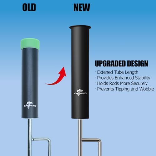 2/4 Pack Upgraded Fishing Pole Holder, Aluminum Fishing Rod Holder for Ground, Rod Holders for Bank Fishing, Free Alarm Bells