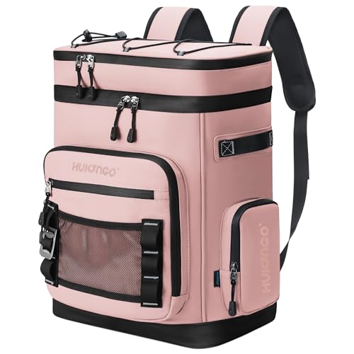 Hulongo Large Waterproof Insulated Cooler Backpack for Men & Women, Leak Proof Cooler Backpack for Camping, Beach, Fishing, Picnic, Travel, Outdoor, 30L, 48Cans - color: Pink