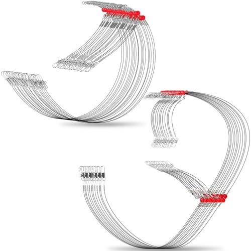 36 Pcs Fishing Leaders 1 Arm and 2 Arm Stainless Steel Tackle Rig with Tackle Lure Swivels Snaps High-Strength Fishing Wire Gear Saltwater Rig Wire Leader Bottom Rigs for Saltwater