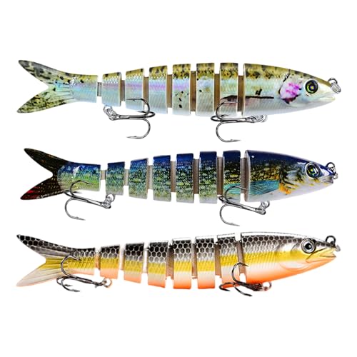 Keenjorika Fishing Lures Multi Jointed Fish Fishing Kits, Slow-Sinking Lifelike Segmented Swimbait Crankbaits, Realistic Swimming Action for Bass, Trout, Pike & Walleye, Freshwater and Saltwater - color: 3 Pack-Style 5