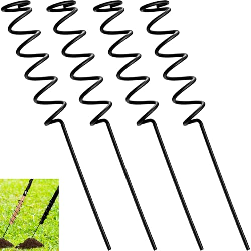 Dunzy 4 Pcs Spiral Fishing Rod Holders Heavy Duty 1.75 Inch/1.9 Inch Diameter Metal Bank Pole Stand Spiral Rod Holder Insert Ground Rest Stand for Fishing on Lakes and Streams