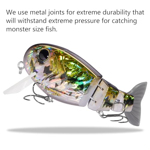 BASSROCK Topwater Fishing Lures for Bass Pike Salmon Floating Swimbait Jointed Crankbait Freshwater Saltwater 4.9in/1.76oz RK1001 - color: Baby Bass, size: 4.9in/1.76oz
