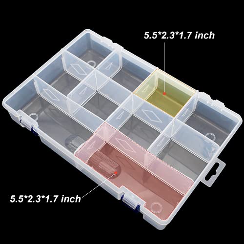 2 Pieces Fishing Tackle Box, PP Storage Box, Tackle Boxes Organizer with Removable Dividers, Clear Transparent Storage Trays for Fishing Lures, Baits, Hooks, Sinkers 11.8 * 7.9 * 2.3 Inch