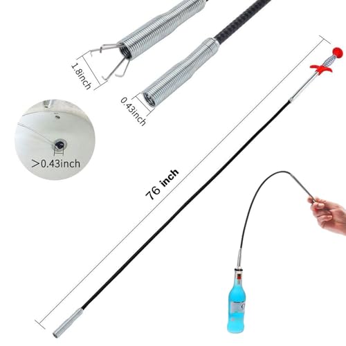 Upgraded Drain Snake 76" with Hook, Plumbing Snake Auger Tool, Sink Snake Drain Clog Remover for Bathroom Kitchen - style: 76 IN
