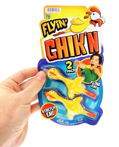 JA-RU Finger Slingshot Chickens (2 Packs 4 Units) Rubber Sling Chicken Flick Chicken Flying Chicken Flingers Stretchy Toys For kids Party Favors 426-2 - color: Sling a Chicken, size: 2 Packs