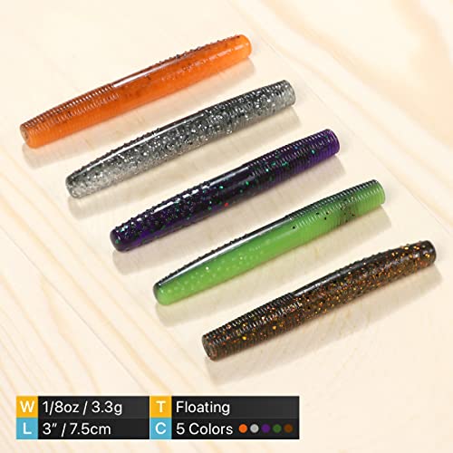 Ned Rig Baits Kit,TRD Soft Plastic Worms or Crawfish for Bass Fishing - color: Stick Worm