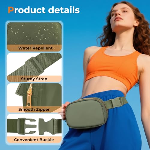 Belt Bag Zipper Fanny Pack Crossbody Bags for Women,Fashion Nylon Waist Packs, Water Repellent Two Way wear with Adjustable Strap Gifts for Teenage Girls Women Men(dark green) - color: dark green