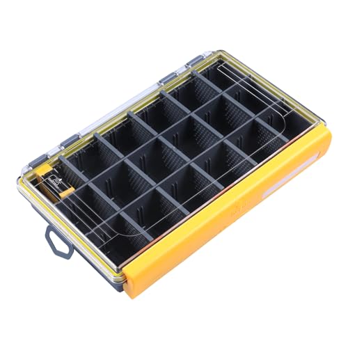 Tackle Box with Adjustable Dividers, Waterproof Fishing Lure Tackle Organizer Box for Hooks Baits, Rustproof Clear Lid Plastic Bait Box for Saltwater Freshwater Fishing Accessories (Yellow, S) - color: Yellow, size: S