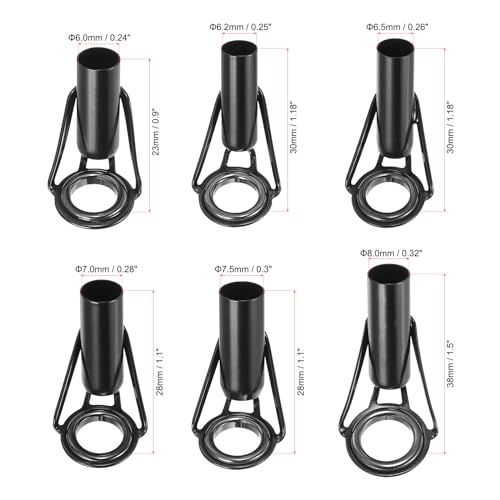PATIKIL Fishing Rod Tip Repair Kit Stainless Steel Pole Ring Guide Replacement for Saltwater Freshwater Fishing - color: Black, size: 6.0-8.0mm