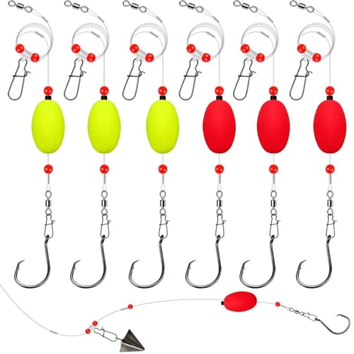 Dovesun Fish Finder Rig with Float 20.5" Surf Fishing Rigs 90LB Surf Fishing Tackle for Shark Bluefish Stripers 6PCS 5/0 8/0 - color: 8/0 Circle Hook