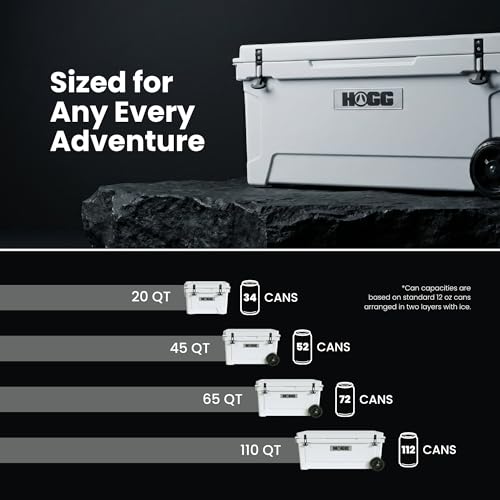 Hogg Rotomolded Coolers, Ice Chest with Wheels, Wheeled Cooler, Rotomolded Ice Chest, Dry Storage, Fishing and Camping Items, Birthday Gifts for Men - color: Clear Sky, size: 45qt