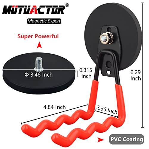 MUTUACTOR 2Packs Large Capability Heavy Duty Magnetic Hooks, Strong Magnet Hooks for Hanging Power Tools, Grill Utensils, Impact Drivers - style: 3.46in Magnet Wave Red Hooks 2PCS