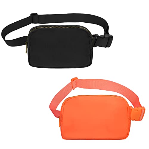 VOROLO Fanny Pack For Women And Men Crossbody Bag Belt Bag | Adjustable Strap Graduation Gifts Lightweight Travel Running - color: Black+Orange-1