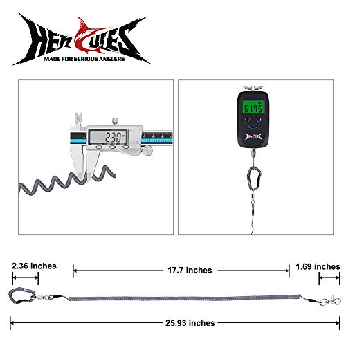 HERCULES M4 Fishing Lanyard, Fishing Pole Tether, Kayak Paddle Leash, Heavy Duty Retractable Coiled Lanyard for Fishing, Rods, Pliers, Boating, Paddles, Kayak - color: Pack of 2 Grey, 17.7"
