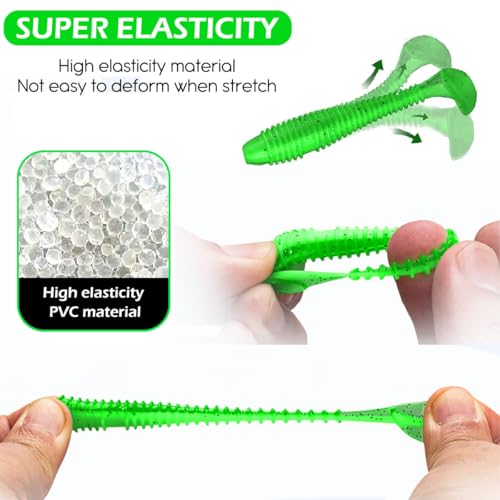 10 Pcs Paddle Tail Swimbaits Lures, 2 and 3 Inch Soft Plastic Fishing Lures Kit, Bass Fishing Lure Swim Baits with 6 Color, for Fishing Trout, Crappie, Bass, Redfish, Freshwater, Saltwater - color: Deep Green, size: 2 inch