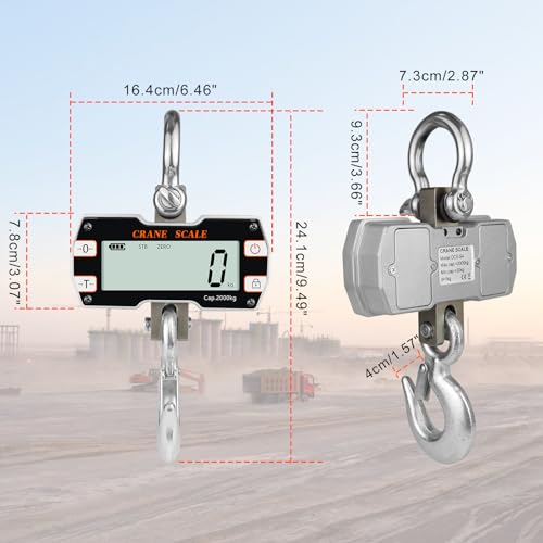 Hyindoor 2000kg 4400lb Crane Scale, 2 Ton Digital Hanging Scale with Remote, Industrial Heavy Duty Electronic Crane Scale - size: 2000kg/4400lb